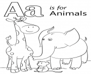 Printable letter a is for animals coloring pages