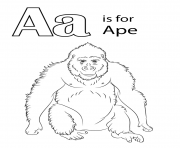 Printable letter a is for ape animal coloring pages