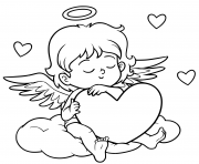 Printable for children valentine s day character angel coloring pages
