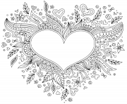 Printable flower heart st valentines day greeting card hand made coloring pages