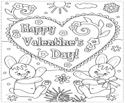 Printable happy valentines day from rabbit coloring pages