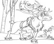 Printable Snowman Olaf and Sven Reindeer coloring pages