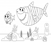 Printable Baby Shark Halloweens coloring pages