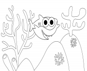 Printable Pinkfong Baby Shark kids coloring pages