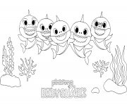 Printable Baby Shark party time Kids coloring pages