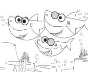 Printable Baby Shark walking around coloring pages