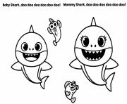 Printable baby shark and mommy shark coloring pages