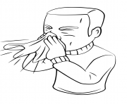 Printable sneezing man cartoon character coloring pages