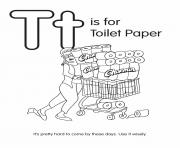 Printable T is for Toilet Paper coloring pages