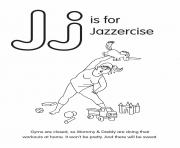Printable J is for Jazzercise coloring pages