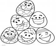 Printable funny emoji eggs faces coloring pages