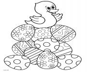 Printable chick on easter egg mountain coloring pages