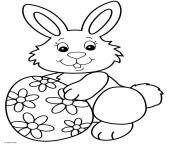 Printable cute smile rabbit with one egg flower pattern coloring pages