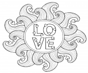 Printable love circle mandala heart waves coloring pages
