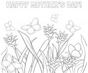Printable mothers day flowers butterflies meadow coloring pages