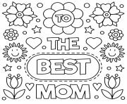 Printable mothers day to the best mom flowers sign coloring pages