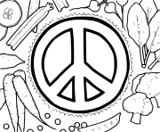 Printable Peace Sign Vegetables coloring pages