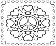 Printable Hearts and Peace Signs coloring pages
