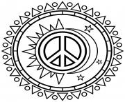Printable Sun and Moon Peace Sign to Color coloring pages