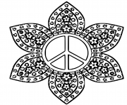 Printable peace logo center of a flower coloring pages