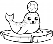 Printable baby seal on an ice floe coloring pages