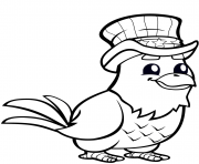 Printable funny eagle with top hat coloring pages