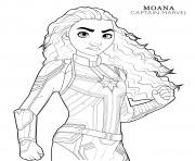 Printable captain marvel moana disney avengers coloring pages