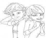Printable marinandte dupain cheng and adrien agreste coloring pages
