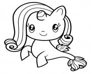 Printable Sea Little Pony Cutie Rarity coloring pages