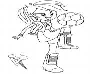 Printable Equestria Girls Rainbow Dash Playing Football coloring pages