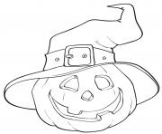 Printable halloween pumpkin witches hat coloring pages