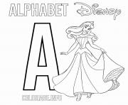 Printable A for Aurora Disney Princess coloring pages