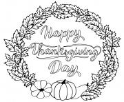Printable thanksgiving fall leaf wreath with pumpkins coloring pages
