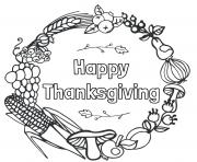 Printable thanksgiving harvest wreath coloring pages