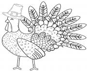 Printable thanksgiving turkey wearing pilgrim hat coloring pages