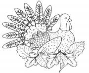 Printable Turkey Sitting in Fall Leaves coloring pages