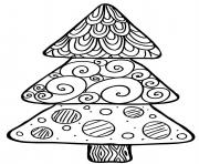 Printable Simple patterned Xmas tree printable coloring pages