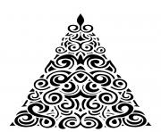 Printable Pretty swirls on an abstract Xmas tree design coloring pages