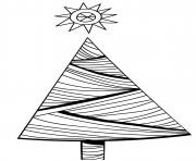 Printable Simple Christmas tree with lines coloring pages