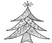 Printable Pretty patterns on a Christmas tree coloring pages