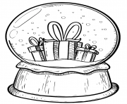 Printable Christmas snow globe with gifts coloring pages