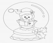 Printable penguin reading book christmas snow globe coloring pages