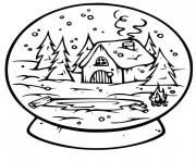 Printable Winter in the Woods Snowglobe coloring pages