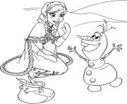 Printable olaf dance for anna Frozen coloring pages