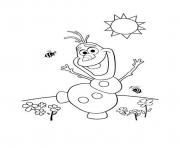 Printable olaf happy in the garden sunny day coloring pages