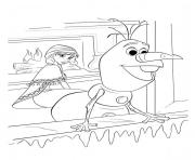 Printable olaf and elsa at the window coloring pages