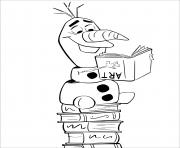 Printable Olaf reading books Frozen 2 coloring pages
