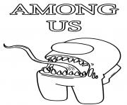 Printable among us with elastic tongue coloring pages