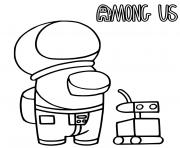 Printable an astronaut among us and a robot coloring pages