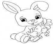 Printable baby rabbit with carrot coloring pages